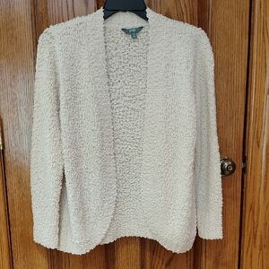 Terra & Sky Beige Cocoon Textured Knit Cardigan 14W